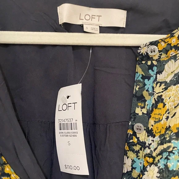 NWT Loft Floral Ruffle Midi Shirtdress - Picture 8 of 11